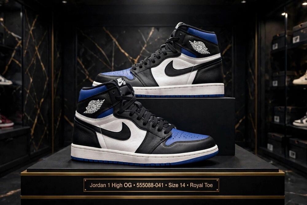 Size 14 - Jordan 1 Retro OG High Royal Toe (555088-041) OG Box
